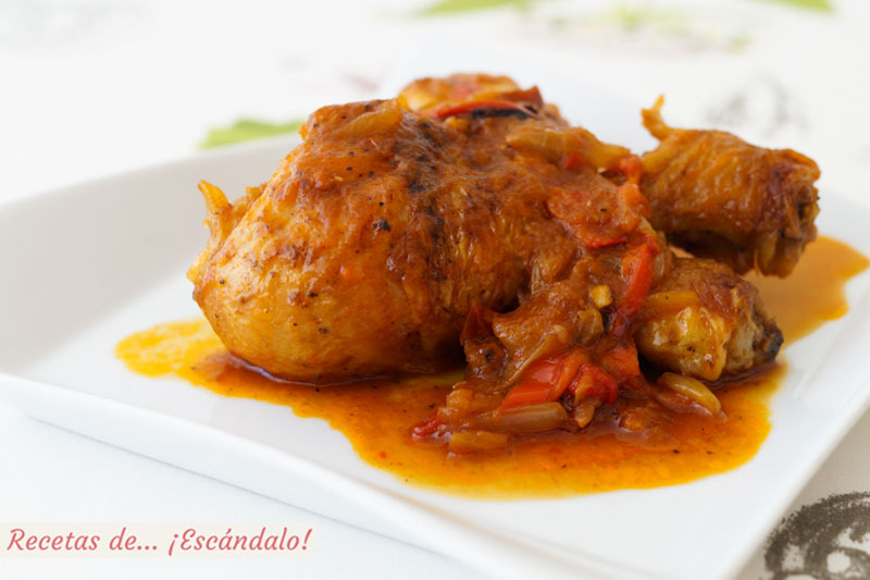 Pollo al chilindron. Receta de guiso tradicional riquisimo