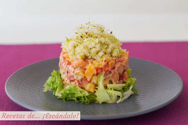 Receta de ensalada de cangrejo o jaiba con pimientos y papaya