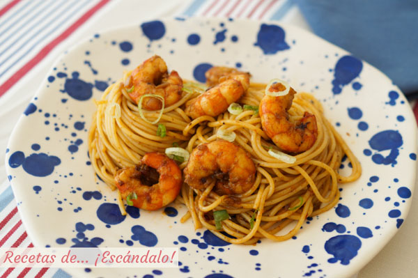 Receta de espaguetis con gambas paso a paso