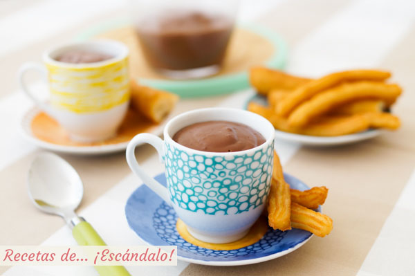Como hacer churros con chocolate a la taza. Receta casera