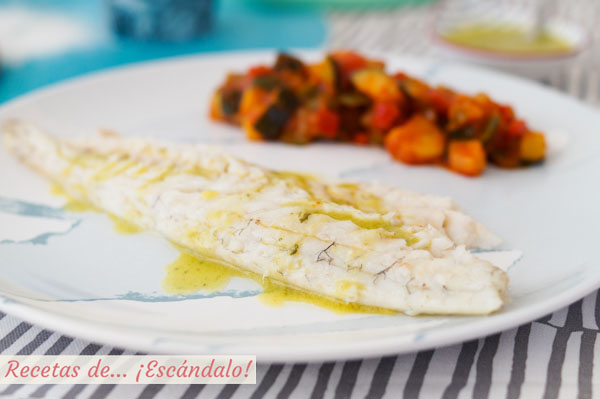 Receta de lubina a la sal con pisto. Pescado al horno muy facil y rica