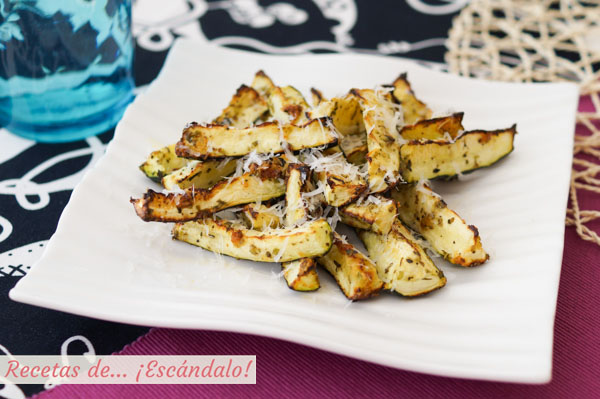 Receta facil y saludable de calabacines al horno con queso parmesano