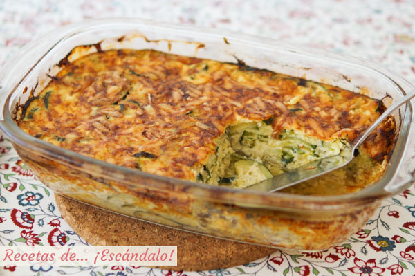 Receta facil de pastel de calabacin al horno con queso gratinado