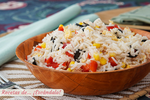 Receta de ensalada de arroz con atun y huevo