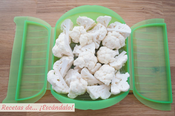 Coliflor cocida en microondas