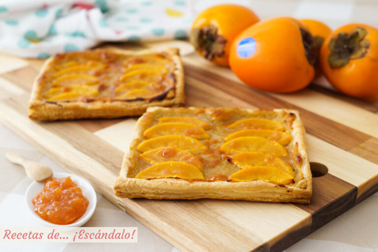 Tarta de hojaldre y crema pastelera con kaki Persimon®