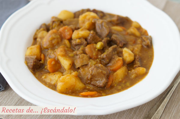 Como hacer estofado de ternera con patatas y verduras. Receta de carne en salsa