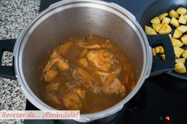 Pollo en salsa con verduras