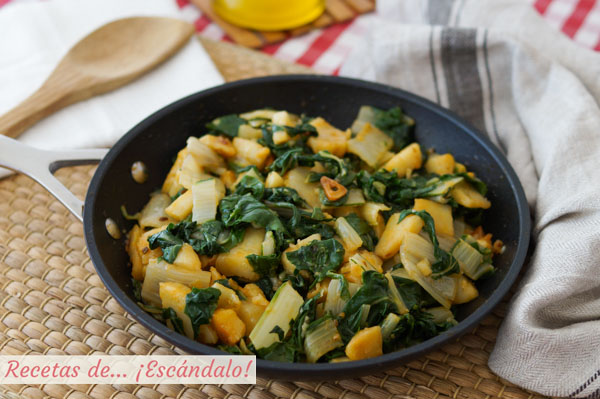 Receta de acelgas rehogadas con patatas y pimenton, riquisimas