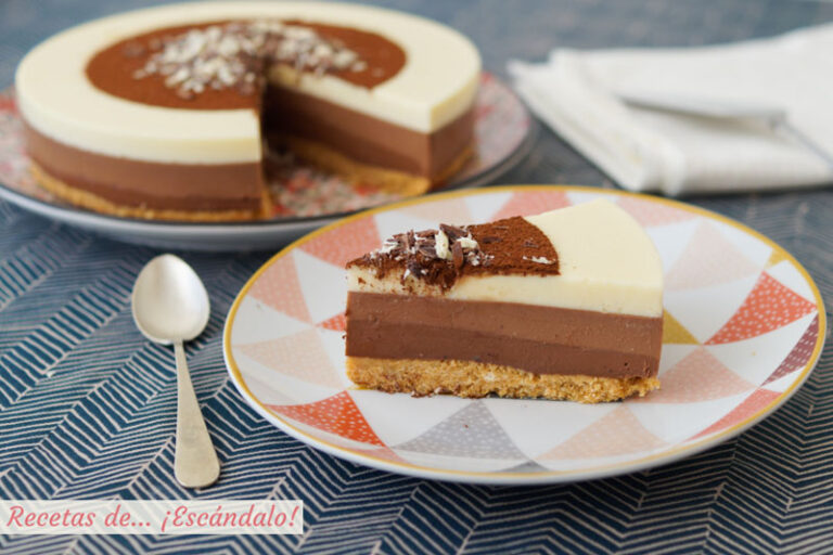Tarta de tres chocolates paso a paso. ¡Receta muy fácil!