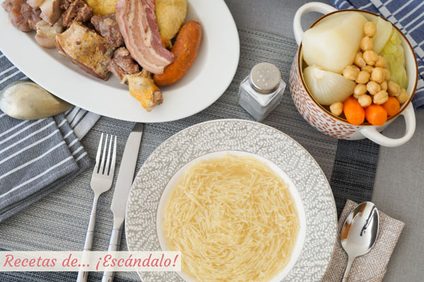 Receta de cocido madrileno. Receta tradicional, facil y deliciosa