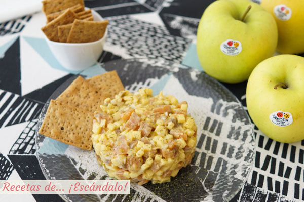 Receta de tartar de salmon y manzana a la mostaza, un aperitivo delicioso