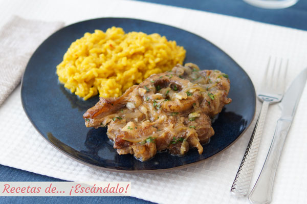 Receta de osobuco de ternera a la milanesa con gremolata y risotto amarillo a la milanesa