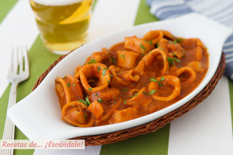 Calamares en salsa americana, tiernos y riquisimos
