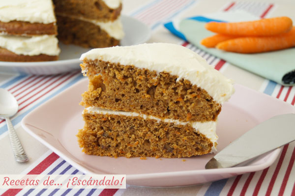 Receta de tarta de zanahoria o carrot cake, un pastel de zanahoria irresistible