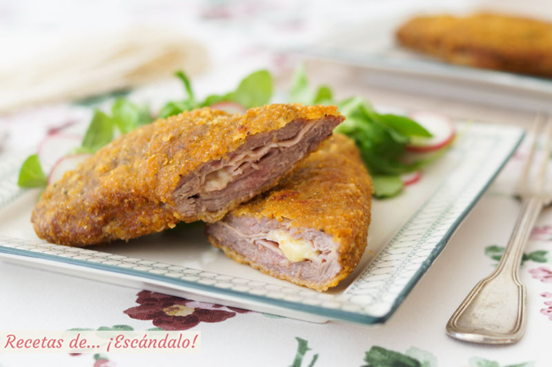 Cordon bleu tradicional de ternera. Receta facil paso a paso