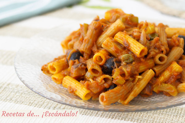 Receta de pasta con verduras al estilo caponata siciliana
