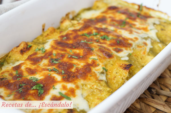 Como hacer enchiladas de pollo con salsa verde y queso, al estilo suizas
