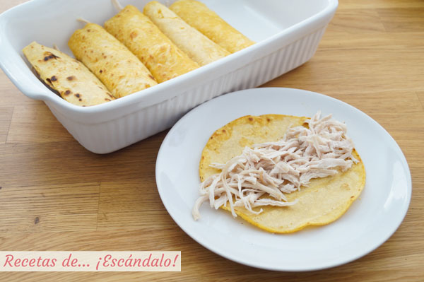 Enchiladas rellenas de pollo