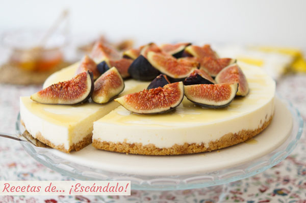 Receta de tarta de queso fria (sin horno) con higos frescos