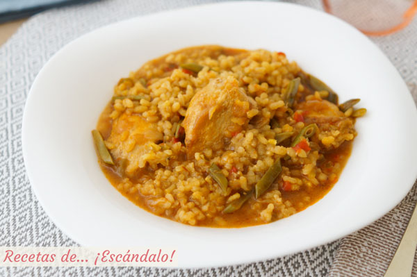 Receta de arroz caldoso con pollo, sencillo y sabroso