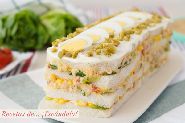 Receta de pastel de atun frio con pan de molde