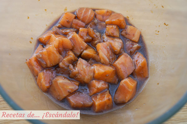 Salmon marinado con salsa de soja