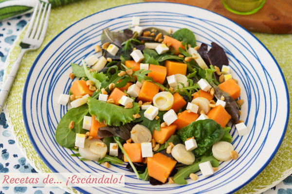 Como hacer ensalada de papaya con queso feta y palmito