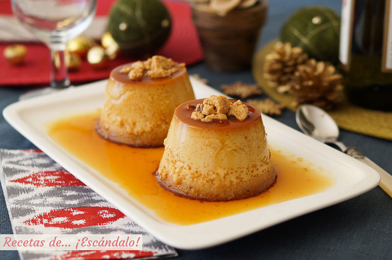 Flan de turron blando o Jijona. Receta de postre navideno