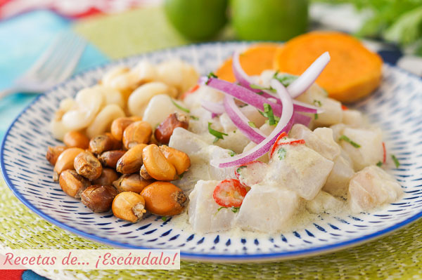 Receta de ceviche peruano de corvina con leche de tigre, muy facil y rico