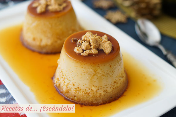 Receta de flan de turron blando o Jijona. Postre navideno