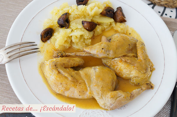 Receta de perdices estofadas a la toledana con patatas a lo pobre. Receta tradicional