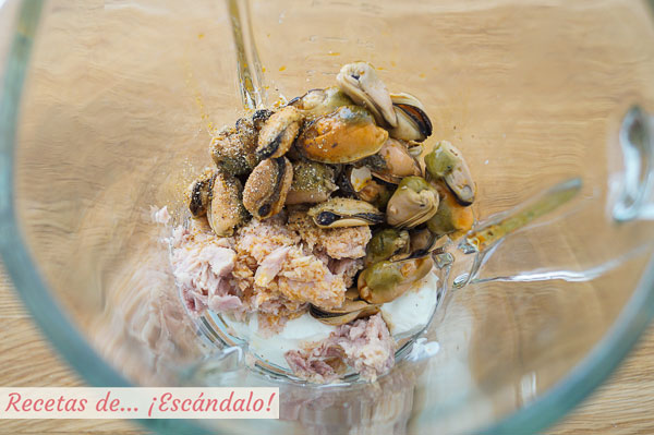 Ingredientes pate de mejillones en escabeche y atun