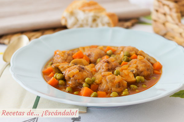 Receta de albondigas a la jardinera en salsa, deliciosas
