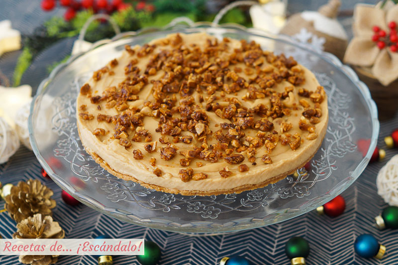 Tarta de turron blando sin horno y con cuajada. Receta de postre navideno