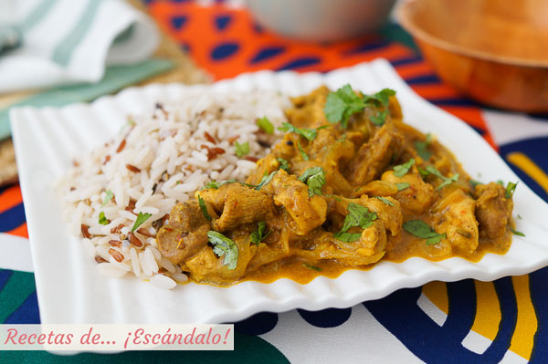Receta de pollo tikka masala con arroz y especias