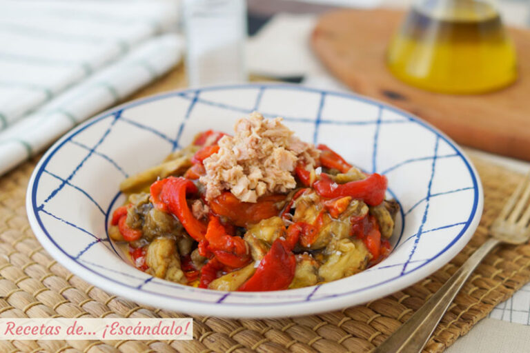 Receta de escalivada de verduras al horno con atún y vinagreta dulce
