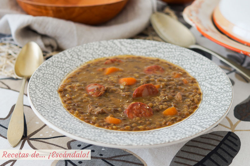 Lentejas con chorizo. Receta tradicional muy facil y deliciosa