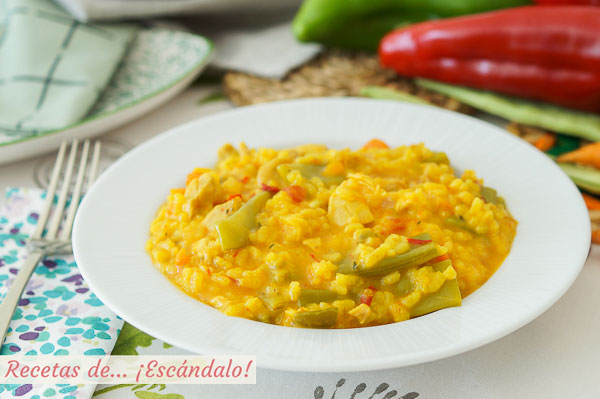 Receta muy sabrosa de arroz caldoso con pollo y verduras en Thermomix