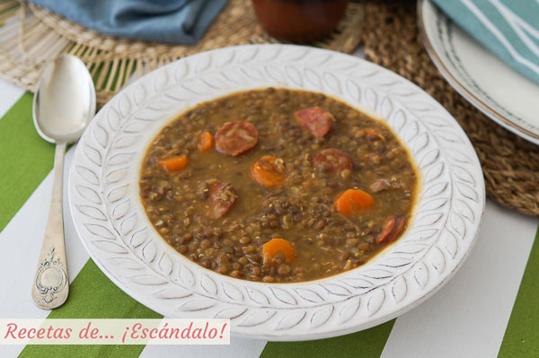 Como hacer lentejas con chorizo y verduras en Thermomix. Receta tradicional