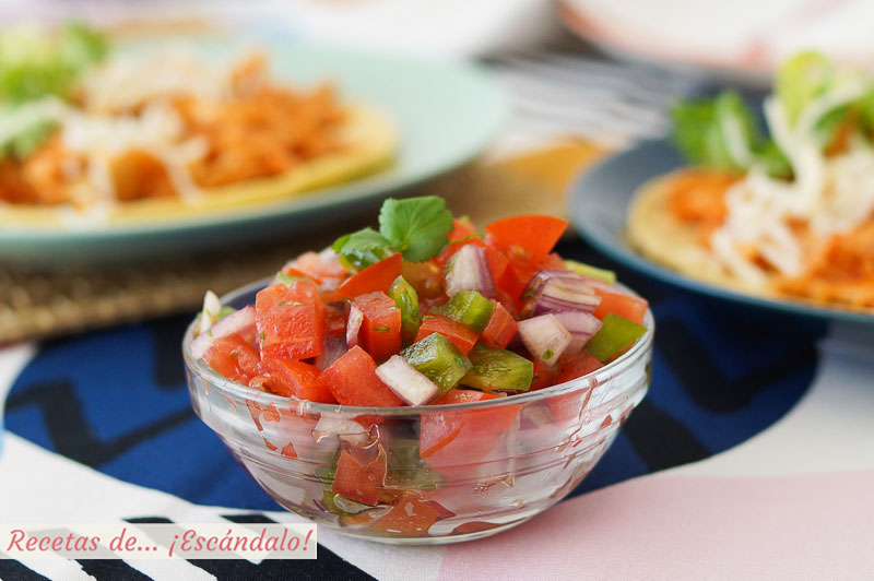 Pico de gallo. Receta de salsa mexicana muy facil