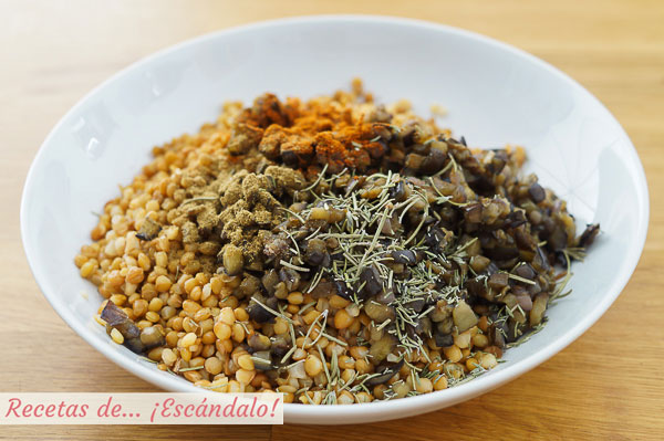 Ingredientes hamburguesas de lentejas