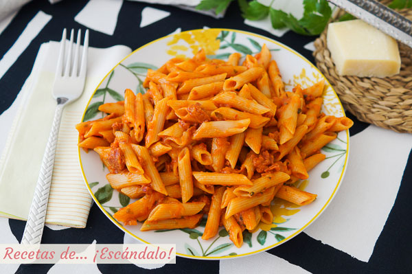 Como hacer macarrones con chorizo y tomate en Thermomix, buenisimos