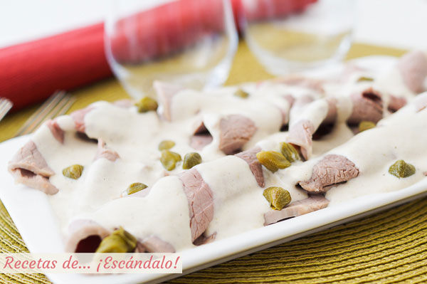 Receta de vitello tonnato o vitel tone, tradicional italiana