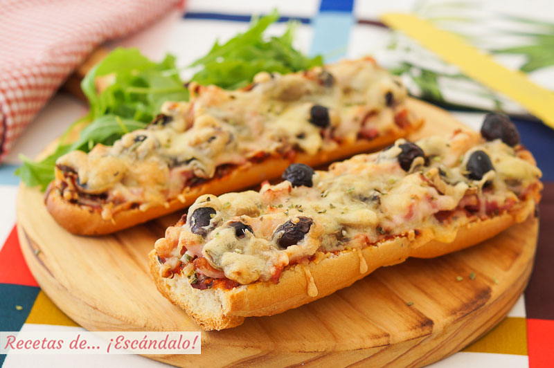 Pan pizza con bacon y champinones, una cena rapida, sencilla y rica