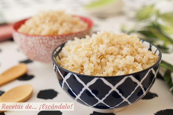 Receta de arroz integral cocido, suelto y sabroso