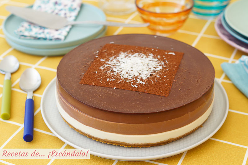 Tarta tres chocolates con Thermomix, facilisima y con un resultado de 10