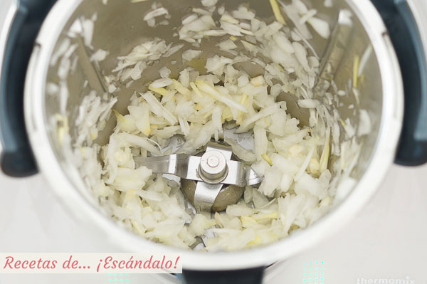 Ajo y cebolla picados thermomix