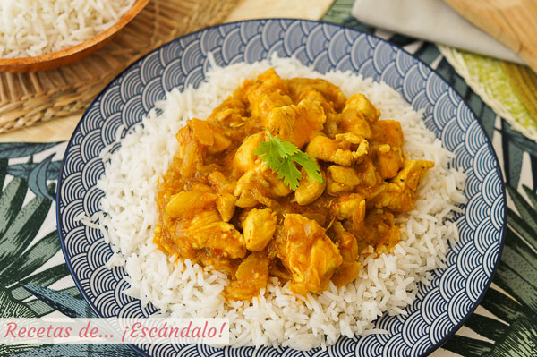Como hacer pollo al curry y arroz basmati con Thermomix, exotico y delicioso