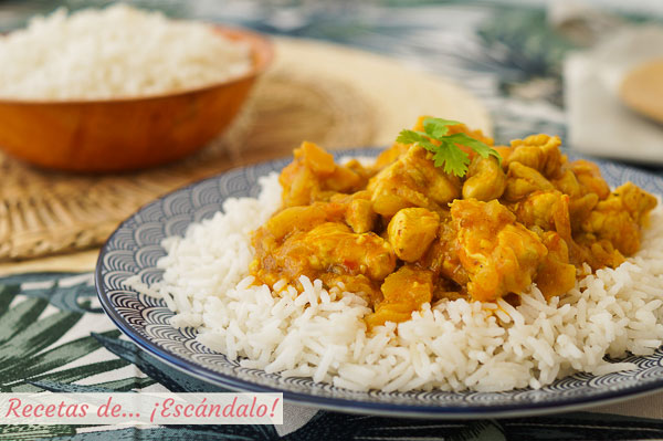 Receta de pollo al curry y arroz basmati con Thermomix, exotico y delicioso